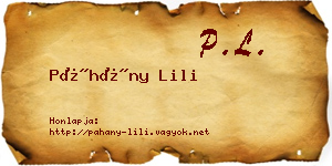 Páhány Lili névjegykártya