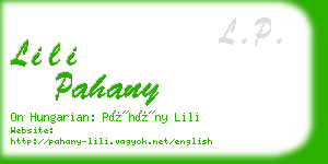 lili pahany business card